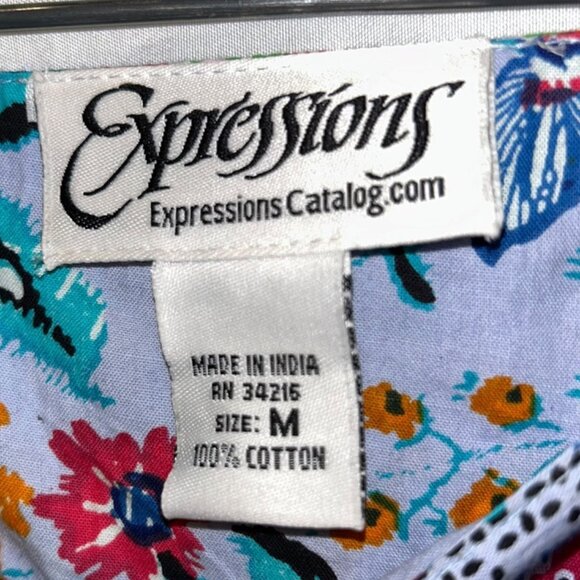 Expressions Catalogue as new blue French Provencal floral print mumu M India - Picture 2 of 5